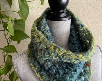 Mesmerizing Meadow #1 Granny Square Crochet Cowl Infinity Eternity Neckwarmer Circle Scarf Handmade Gift Ready To Ship