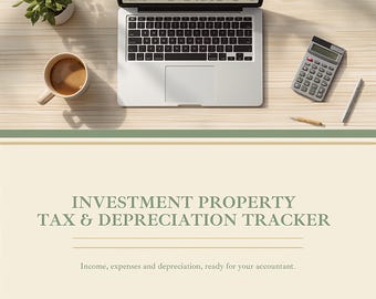 Rastreador de impuestos y depreciación de propiedades de inversión en Australia / Hoja de cálculo de gastos e ingresos por alquiler al final del año fiscal / Deducciones de la ATO en Excel