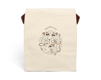 Bolsa de almuerzo de lona con diseño de la familia Mouse / Bolso de mano con correa aislante