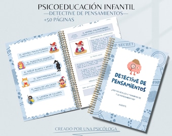 Thought Detective: Spanish CBT workbook for kids - Child psychology - Cognitive therapy tools - Digital Download