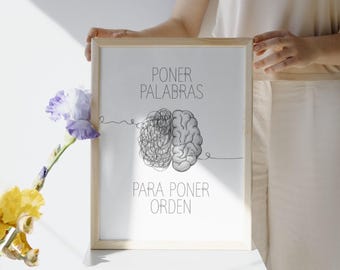 Minimalist spanish quote print – Poster therapist office - Poner palabras para poner orden (Digital Download)