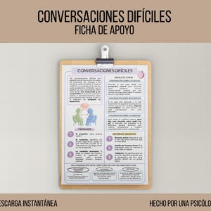 Difficult Conversations Guide – Assertive Communication Support Handout - Psychoeducation Tool (Spanish PDF Download)