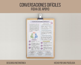 Difficult Conversations Guide – Assertive Communication Support Handout - Psychoeducation Tool (Spanish PDF Download)