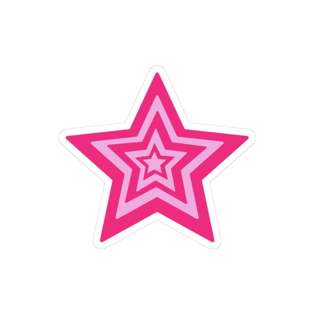 Pink Concentric Star Sticker | Retro Ripple Laptop Decal - Etsy