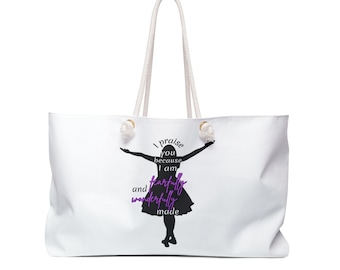 Fearfully and Wonderfully Made Weekender Bag - Christian Tote Bag - Psalm 139:14 Bible Verse Travel Bag - Faith Based Overnight Bag