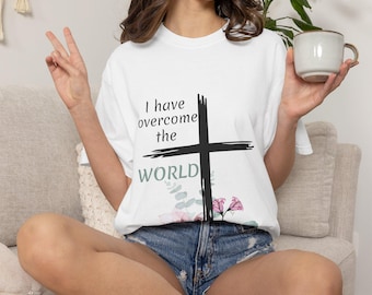 Floral Cross T-Shirt | Watercolor Faith Apparel, Bible Verse Tee, Comfort Colors 1717