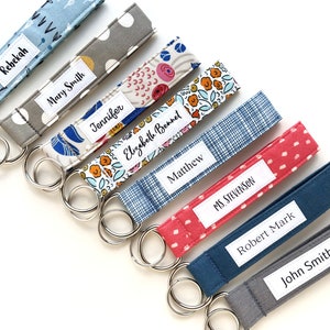 Personalized Key Wristlet- Monogrammed Key Fob- Wristlet Keychain with Custom Name- Customized Lanyard- Organic Cotton Lanyard Bracelet