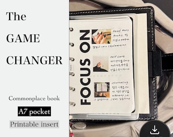A7 pocket size | Commonplace Book Pocket Insert Printable | Focus Journal Planner Pages | Pocket Ring Planner Insert | Goal Journal PDF A7