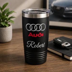 Personalized Audi Tumbler, Custom Insulated Travel Mug, Car Enthusiast Gift