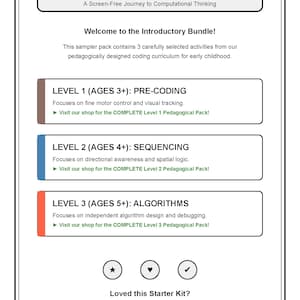 Unplugged Coding Starter Kit for Kids / 14 Page Preschool STEM PDF