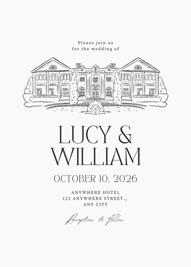 Elegant Wedding Invitation , Venue Illustration, - Etsy