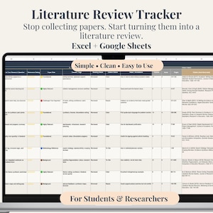 Grad Student Literature Review Tracker, Source Article Gap Analysis (Excel Google Sheets)