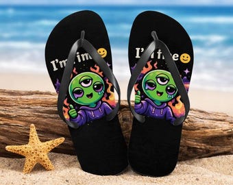 Alien Flip Flops | Expressive Art Footwear, Suede Footbed Sandals