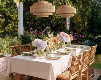 Outdoor Starry Rattan Pendant Light — Handwoven Stacked Tiered Weatherproof Patio Ceiling Light, Artisan Natural Lampshade