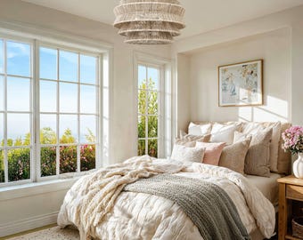 Veronica Rattan Pendant Light — Handwoven Jute Multi-Tiered Boho Ceiling Light, Artisan Natural Lampshade
