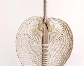Palmera Dated Bamboo Fan Decor - Vintage Tropical Wall Art Handmade Asian Boho Home Accent