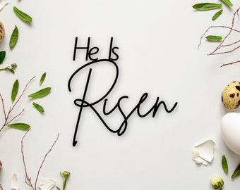 He Is Risen | Easter | Sign | Wood Cut Out | Laser Words | Happy Easter | Matthew 28 6 | Easter Sign | Laser Cut
