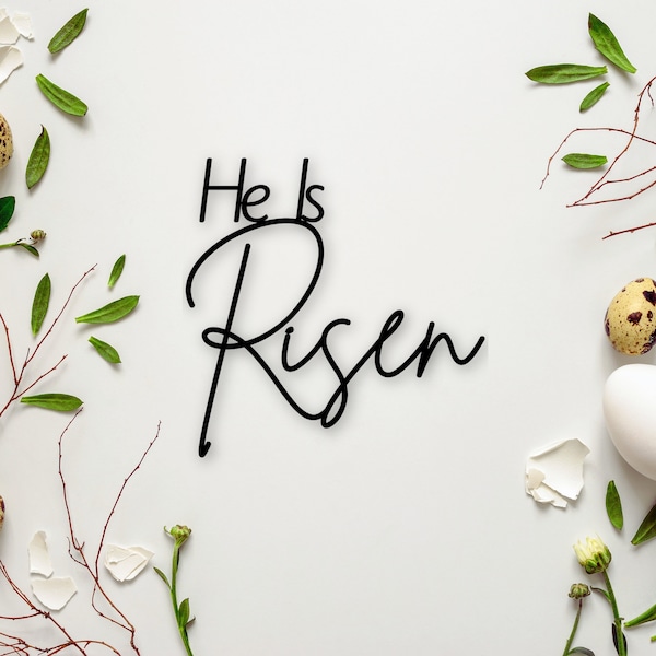 He Is Risen | Easter | Sign | Wood Cut Out | Laser Words | Happy Easter | Matthew 28 6 | Easter Sign | Laser Cut