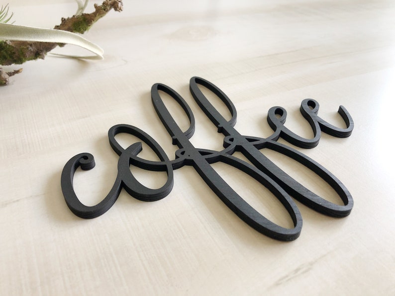 Coffee Coffee Sign Wood Words Wood Word Cutout Wood Word Signs Laser Cut Laser Cut Sign Laser Cut Name Wood Word Art DIY image 4