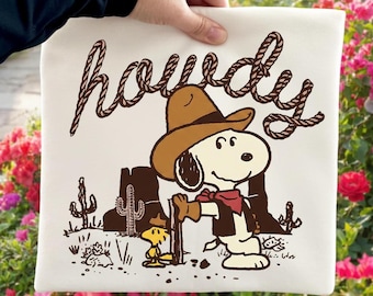 Howdy Cowboy Vintage Cartoon Hund Snoop Design Png, Clipart, Sublimationsdesign Digital Download Transparenter Hintergrund