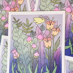 Frühlingsblumen Risograph Print