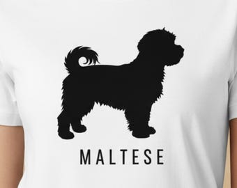 Maglietta Maltese | Maglietta con silhouette minimalista | Regalo per la mamma di un Maltese per gli amanti dei cani | Regalo per il proprietario di un Maltese | Maglietta per amanti dei cani