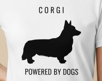 Corgi-shirt | Powered by Dogs-shirt | Werkt op Corgi-energie | Cadeau voor Corgi-eigenaren | T-shirt voor hondenliefhebbers