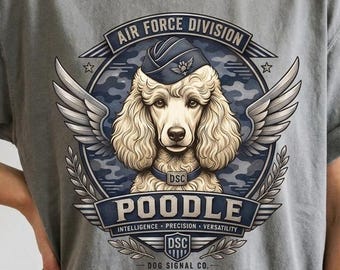 Poodle Shirt, Poodle Mom Gift | Vintage Military Badge Tee, Air Force K9 Dog Lover Shirt, Comfort Colors