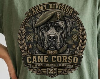 Cane Corso Shirt, Cane Corso Mom Gift | Vintage Military Badge Tee, Army K9 Dog Lover Shirt, Comfort Colors