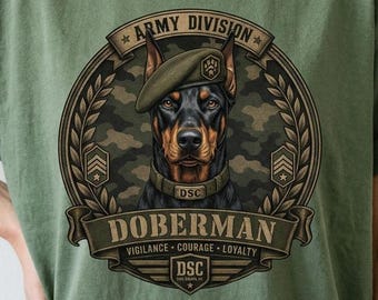 Doberman Shirt, Doberman Mom Gift | Vintage Military Badge Tee, Army K9 Dobie Lover Shirt, Comfort Colors