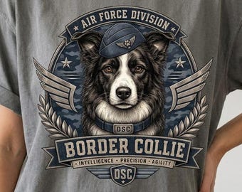 Border Collie Shirt, Collie Mom Gift | Vintage Military Badge Tee, Air Force K9 Dog Lover Shirt