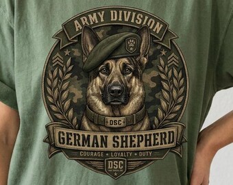 German Shepherd Shirt, GSD Mom Gift | Vintage Military Badge Tee, Army K9 Dog Lover Shirt, Comfort Colors