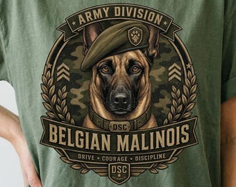 Belgian Malinois Shirt, Malinois Mom Gift | Vintage Military Badge Tee, Army K9 Maligator Shirt