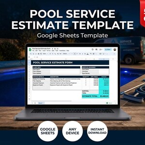 Plantilla de presupuesto para el mantenimiento de piscinas - Calculadora de precios de Google Sheets