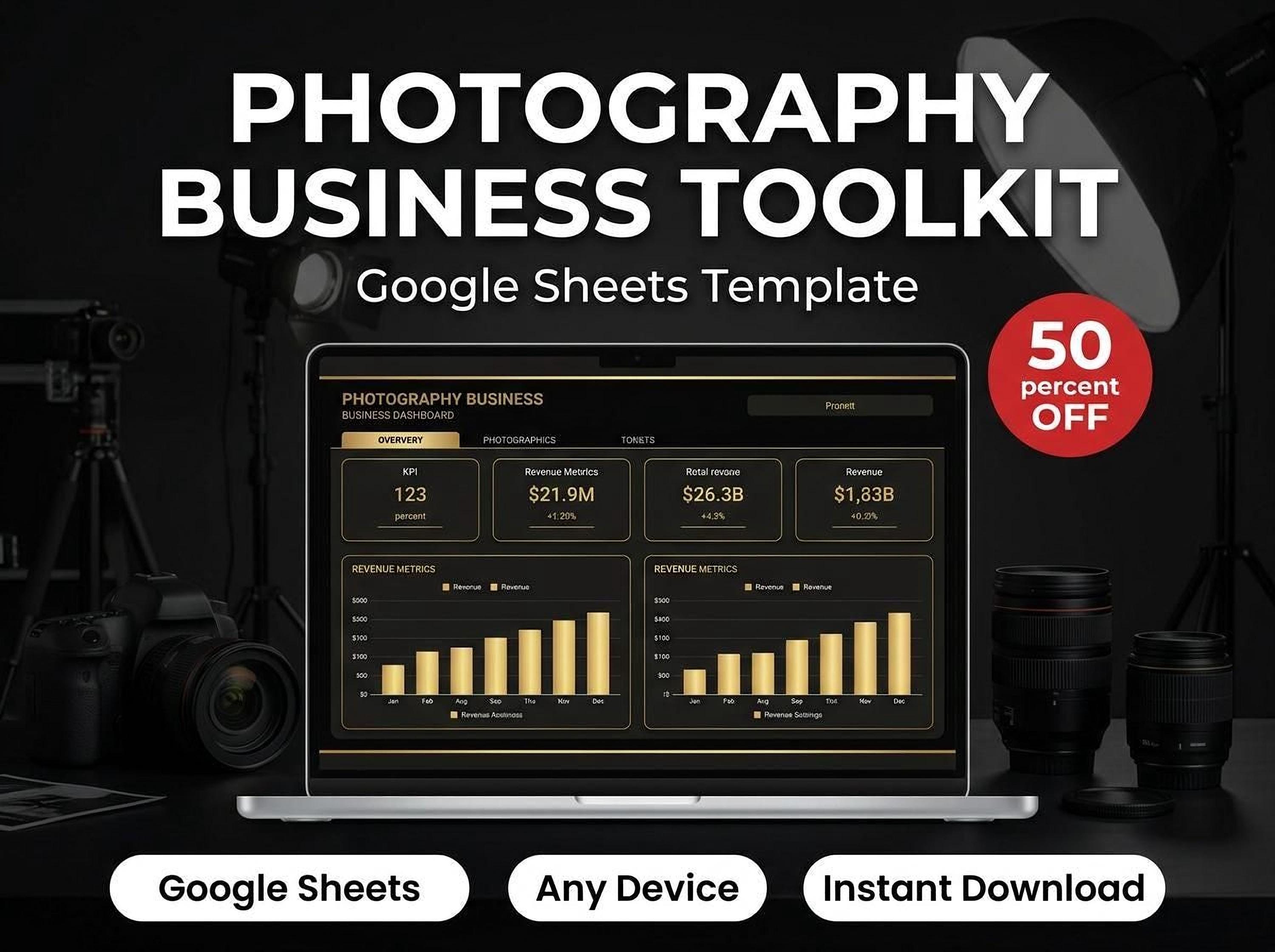 Photography Business Spreadsheet Toolkit, Google Sheets Template for Tracking