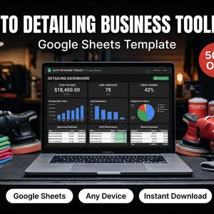 Auto Detailing Planner Spreadsheet, Google Sheets Pricing & Profit Tracker