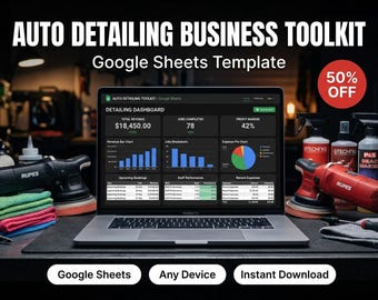 Hoja de cálculo para la planificación, precios y seguimiento de beneficios de servicios de detallado de automóviles (Google Sheets)