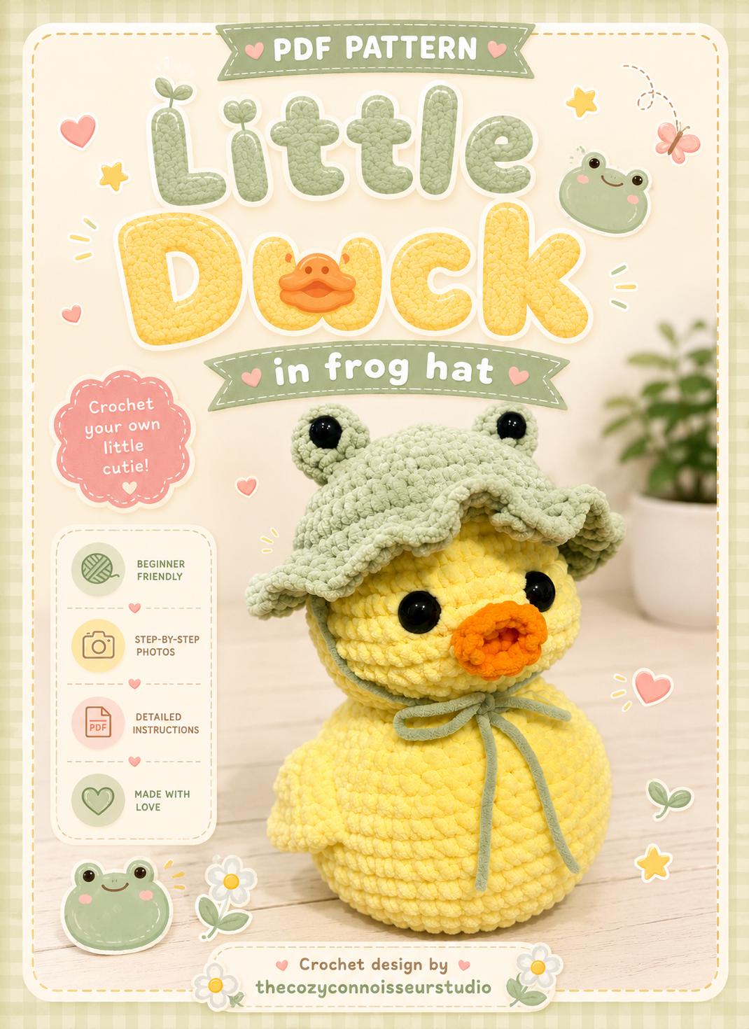 30 Frog Hat Crochet Patterns for Playful Animal Hats, Balaclavas, and Amigurumi Projects 28 Little Duck in Frog Hat Pattern