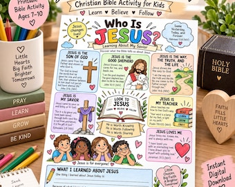 Christian Bible Activity for Kids: Who Is Jesus? Printable Worksheet