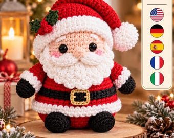 Santa Claus Crochet Pattern PDF, Christmas Ornament Amigurumi Doll, Holiday Hanging Decoration, Digital Download