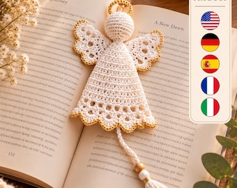 Angel Bookmark Crochet Pattern PDF, Lace Wings & Tassel, Christmas Ornament, Handmade Keepsake Tutorial