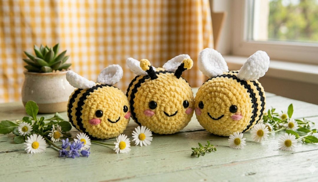 Cute Bee Amigurumi Crochet Pattern PDF | Easy Beginner Bee Plush Toy ...