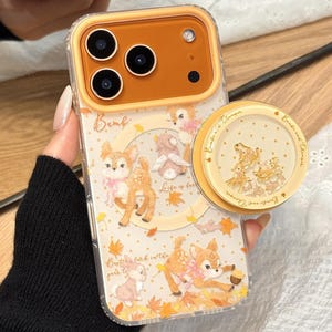 Vintage Bambi & Thumper Shaker PopSocket Magnetic Phone Case，Magsafe Compatible Protective Cover for iPhone 17 Pro Max, iPhone 16 15 Pro Max