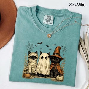 Funny Halloween Cat Shirt Cute Black Cat Trio Costume T-Shirt