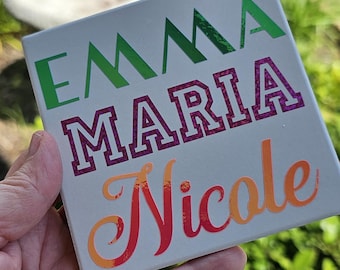 Holographic and Glitter Permanent Vinyl Personalized Name Decals