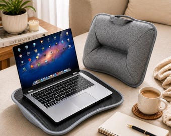 Ergonomisch schootbureau met kussen, laptopvak voor slaapbank, comfort thuiswerken