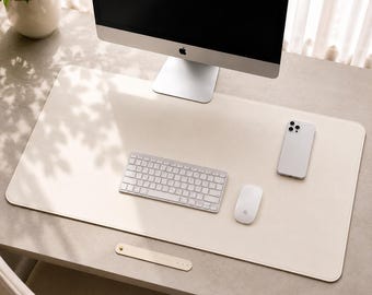 Alfombrilla de escritorio grande de cuero, alfombrilla de escritorio premium para oficina, alfombrilla de ratón impermeable, protector de escritorio antideslizante, espacio de trabajo minimalista, configuración de escritorio para MacBook