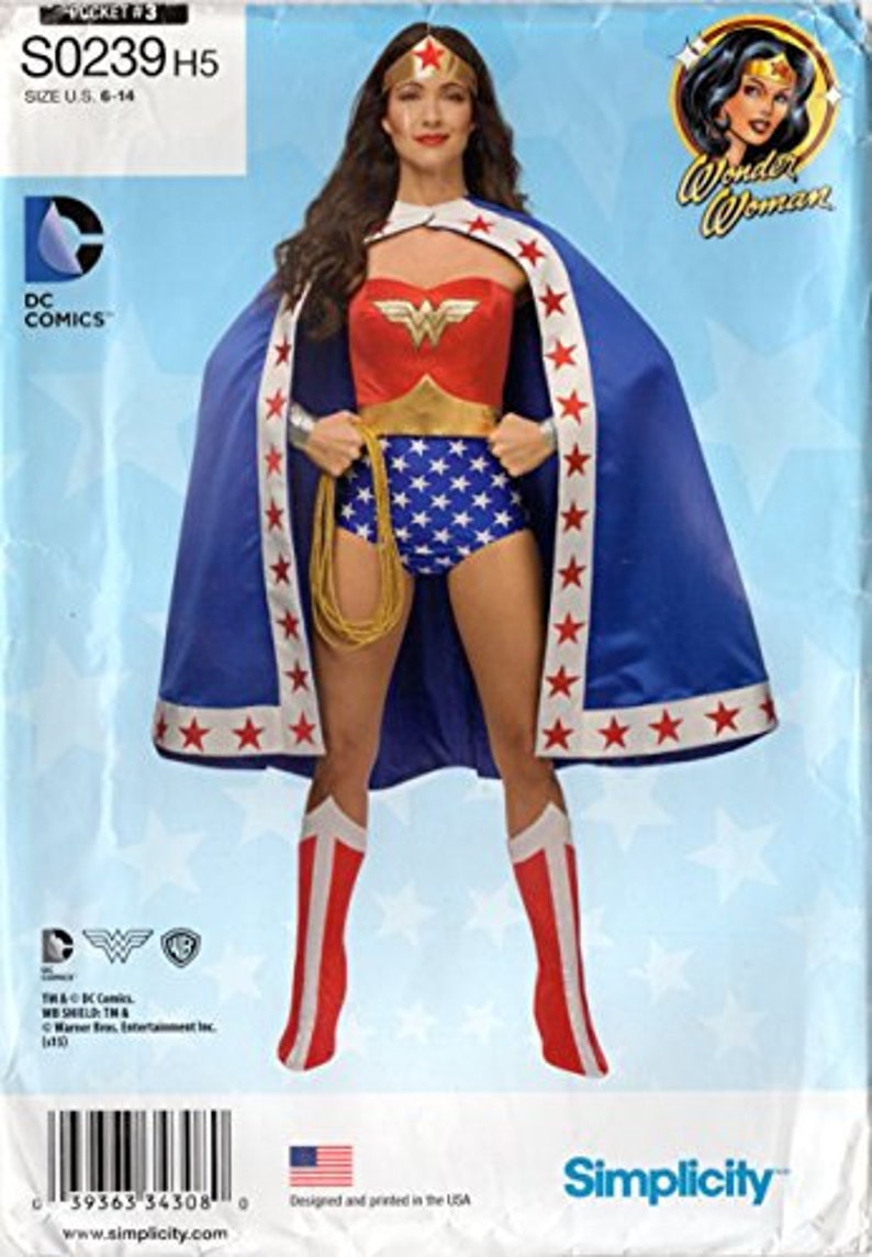Wonder Woman Costume Sewing Pattern Simplicity S0239 Misses Etsy