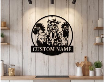 Aangepast bord kippenhok voor boerderijdecor, gepersonaliseerd uithangbord haan ranch, bord buiten boerderij, metalen muurkunst, familiecadeau