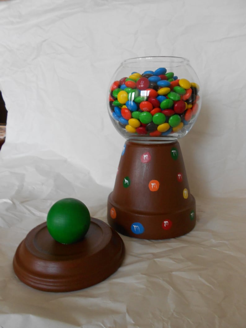 M &amp; M Clay Pot Candy Dish | Etsy